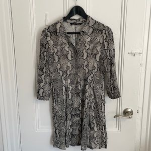 Zara snakeskin pattern button down dress
